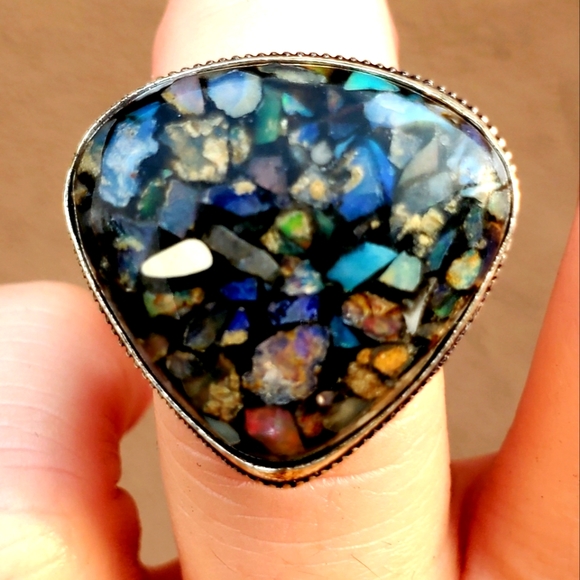 New Copper Ethiopian Opal 925 Silver Ring. - Picture 1 of 16